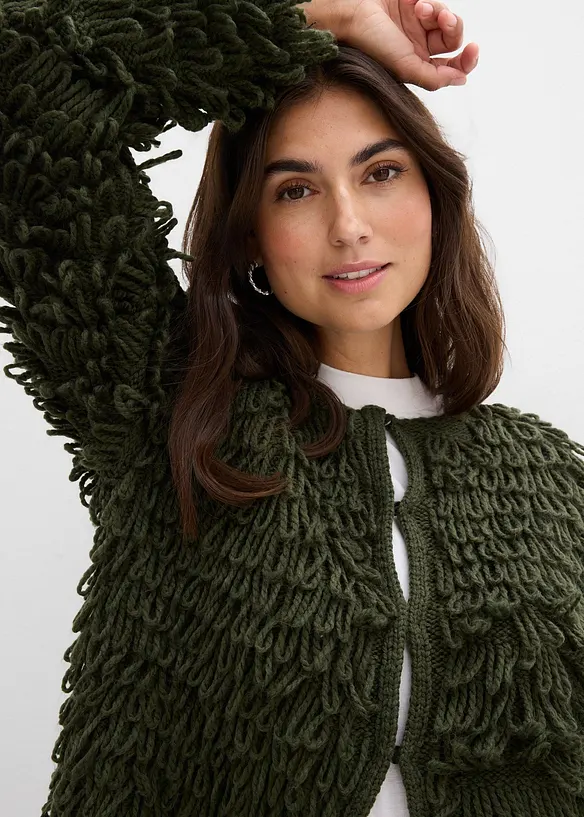 Cardigan i lurvigt material, bonprix
