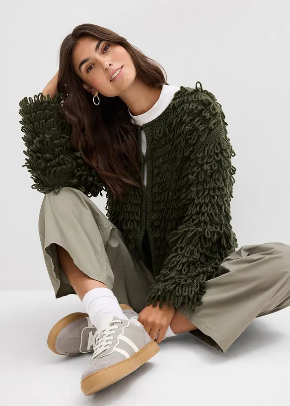 Cardigan i lurvigt material, bonprix