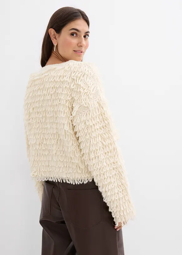 Cardigan i lurvigt material, bonprix