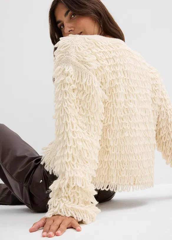 Cardigan i lurvigt material, bonprix