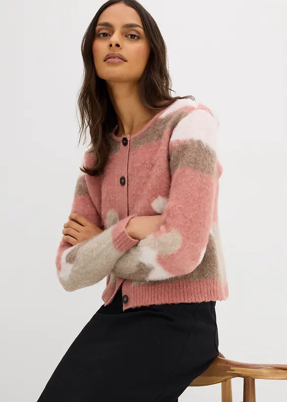 Mönstrad cardigan med knappar, bonprix