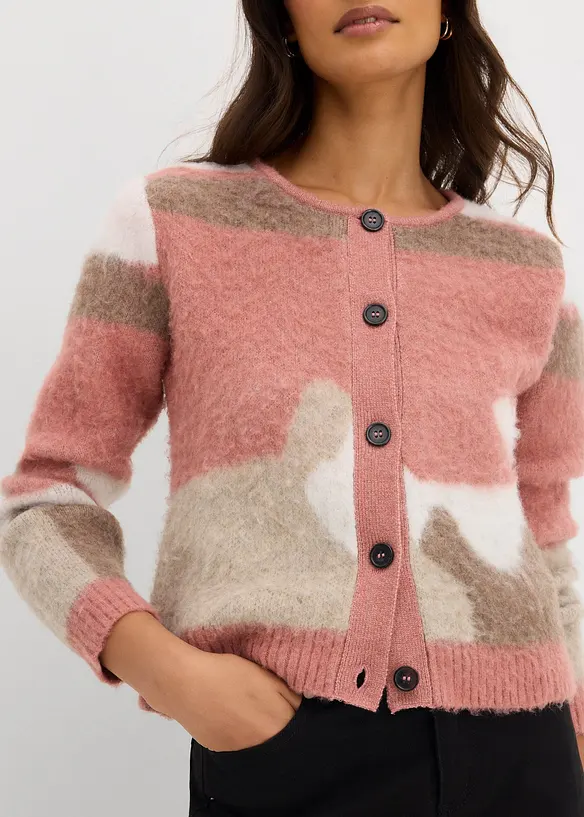 Mönstrad cardigan med knappar, bonprix