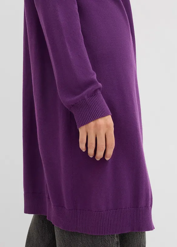 Lång cardigan med rullade kanter, bonprix