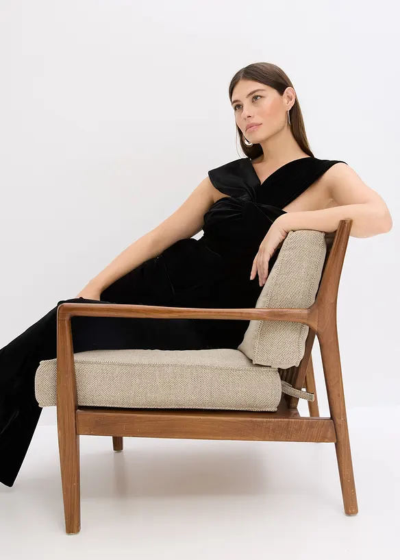 Jerseyjumpsuit i böljande sammet, bonprix