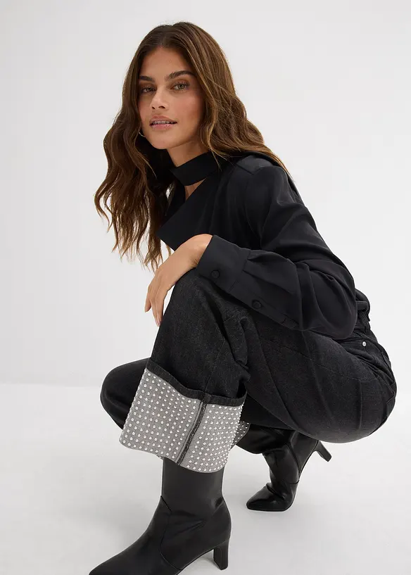 Straight Jeans High Waist, med Turn-Ups, bonprix