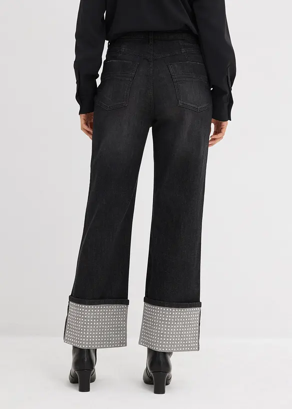 Straight Jeans High Waist, med Turn-Ups, bonprix