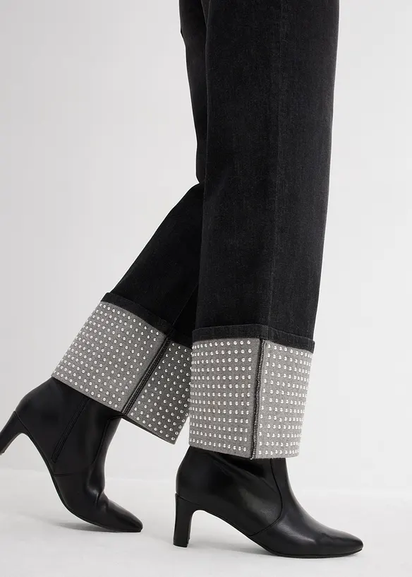 Straight Jeans High Waist, med Turn-Ups, bonprix