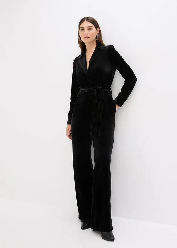 Jerseyjumpsuit i mjuk sammet, bonprix