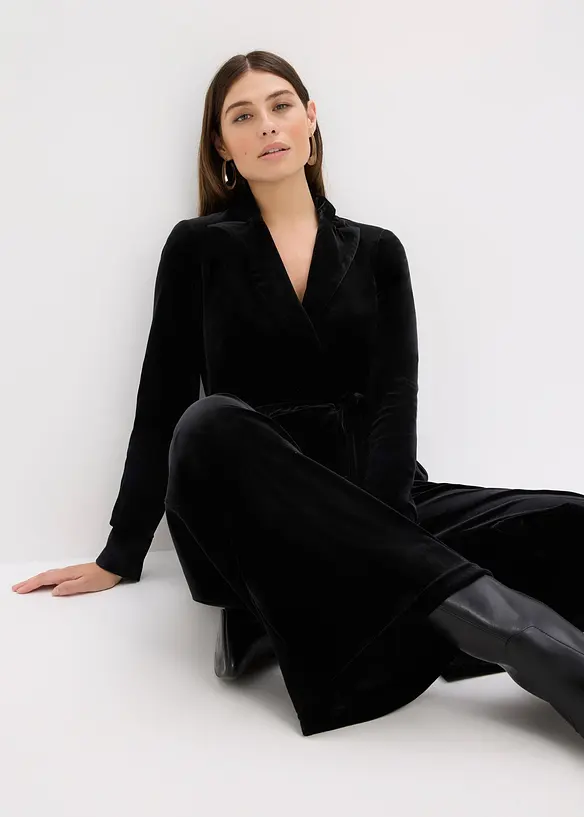 Jerseyjumpsuit i mjuk sammet, bonprix