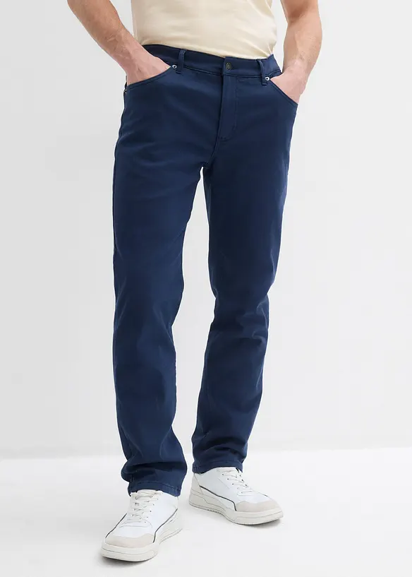 Stretchig byxa med värmande flanellfoder, normal passform, raka ben, bonprix