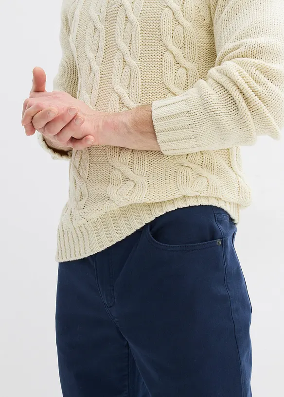 Stretchig byxa med värmande flanellfoder, normal passform, raka ben, bonprix