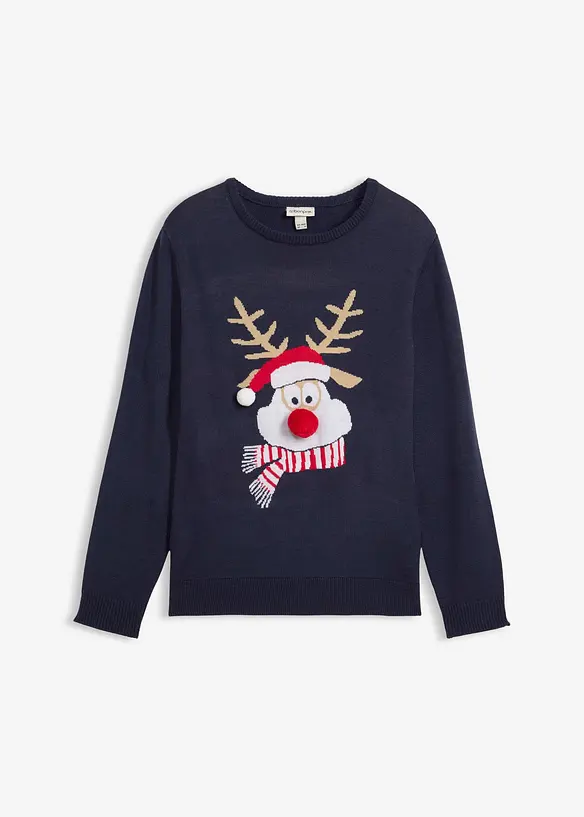 Finstickad tröja med julmotiv, bonprix