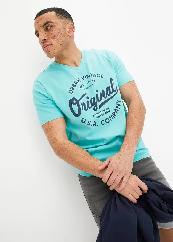 T-shirt med V-ringning i ren bomull, bonprix