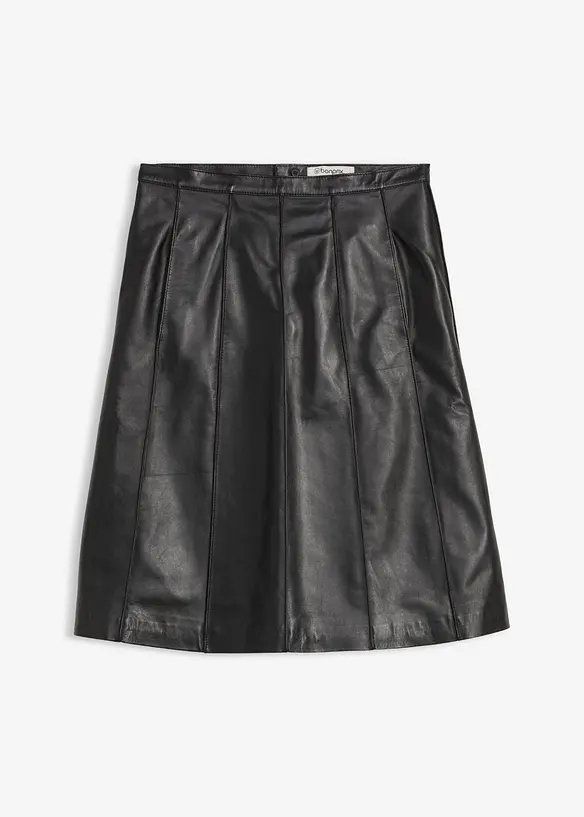 Skinnkjol i utställd modell, av lammnappa, bonprix