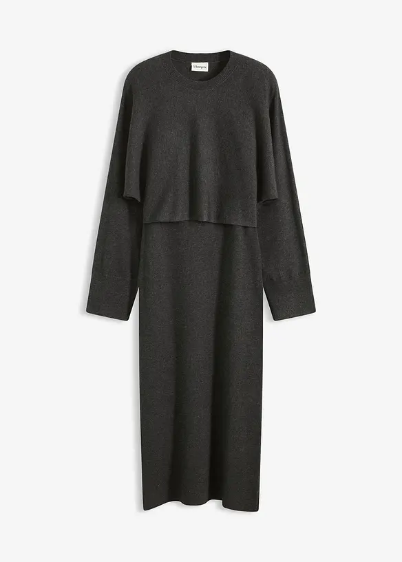 Stickad klänning och topp (2 delar), bonprix