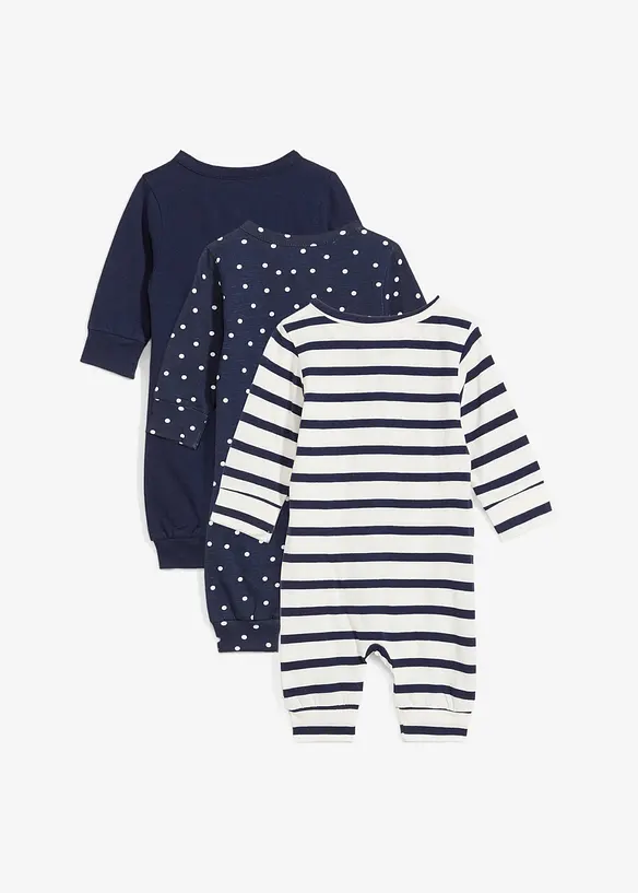 Pyjamas av ren ekologisk bomull (3-pack), bonprix