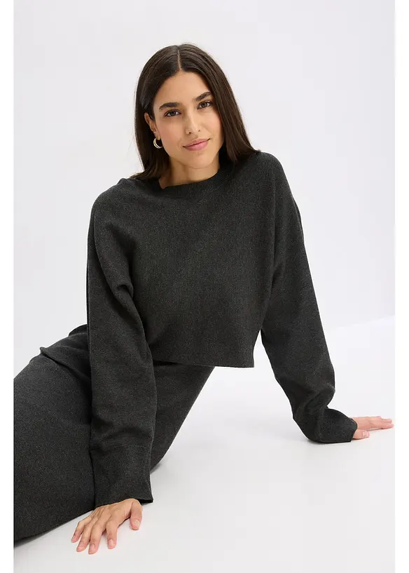 Stickad klänning och topp (2 delar), bonprix