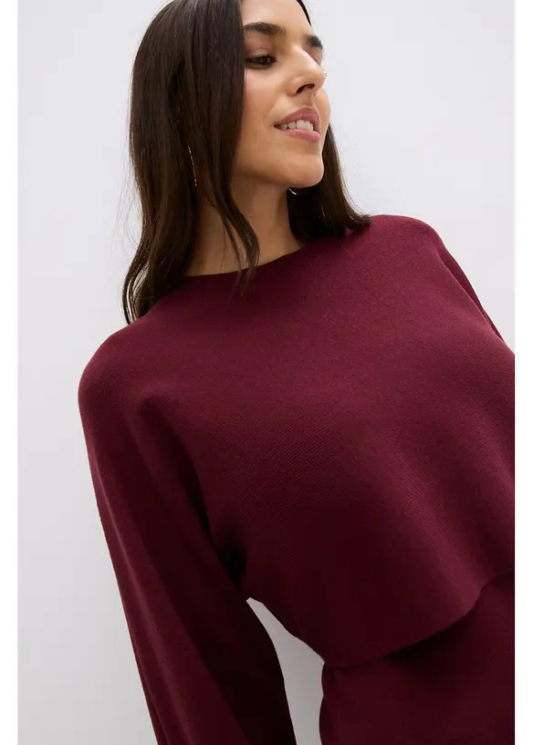 Stickad klänning och topp (2 delar), bonprix