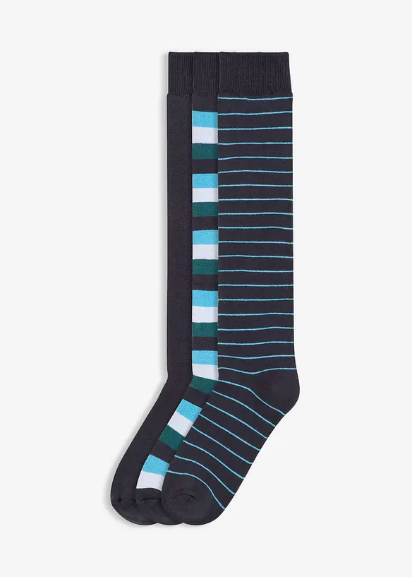 Knästrumpor med mjukt frottéfoder och ekologisk bomull (3-pack), bonprix