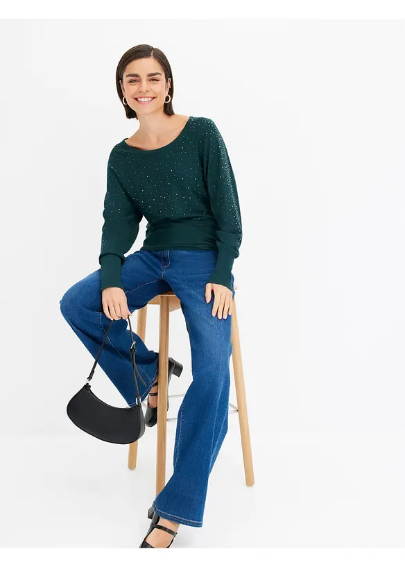 Tröja med strassapplikation, bonprix