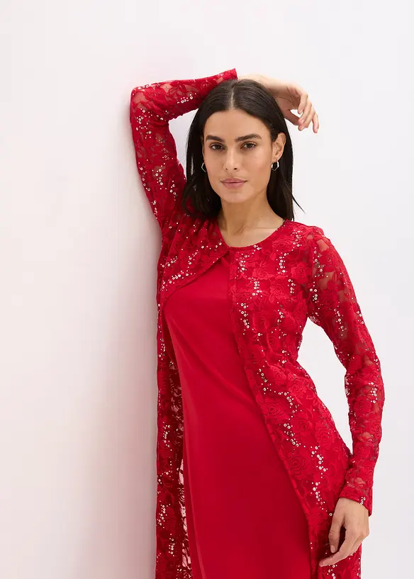 Klänning med spets (dubbelpack, 2 delar), bonprix