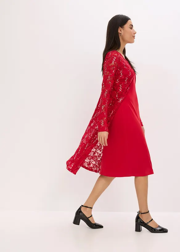 Klänning med spets (dubbelpack, 2 delar), bonprix