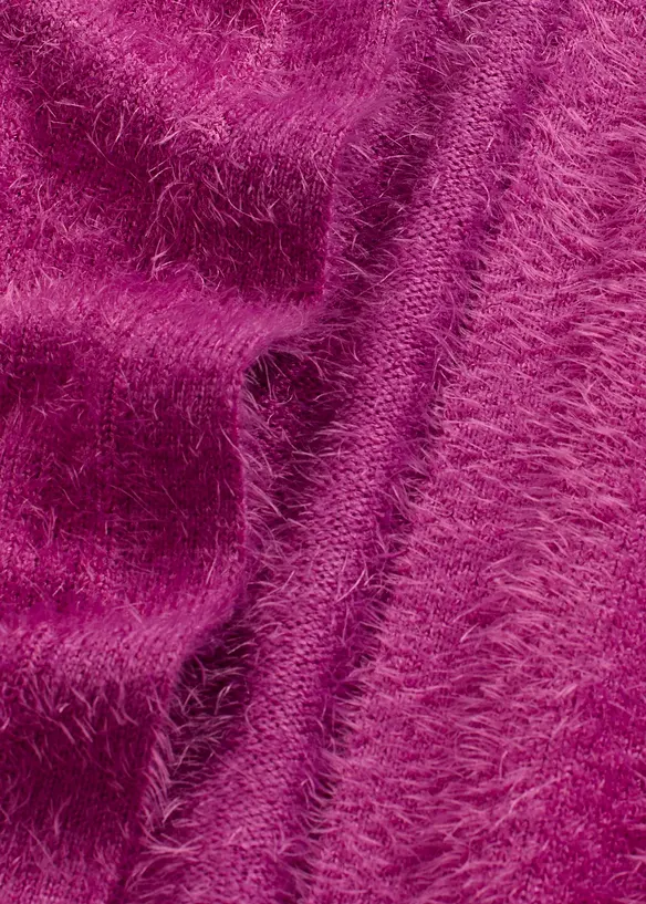 Lång cardigan med fluffig look, bonprix