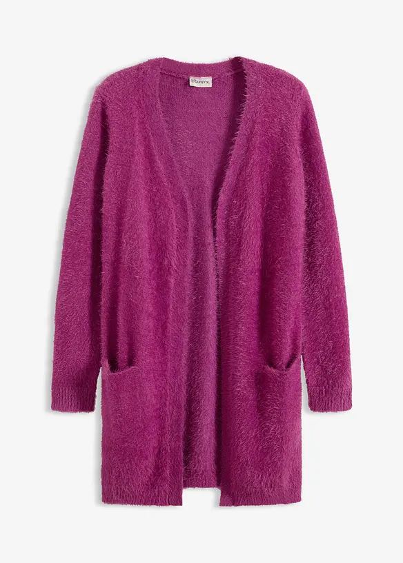 Lång cardigan med fluffig look, bonprix