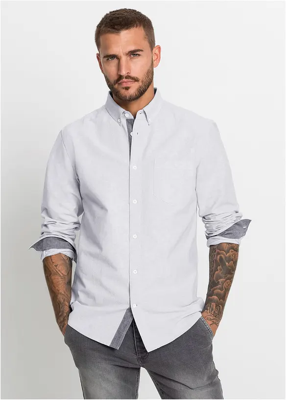 Långärmad Oxford-skjorta i ren bomull, Regular Fit, bonprix