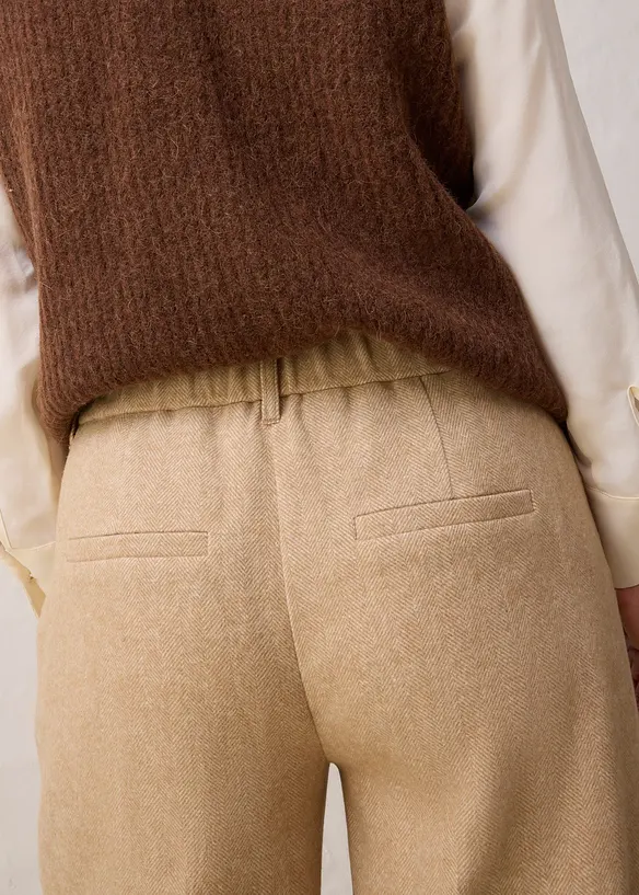 Byxa med vida ben och ylleandel, bonprix