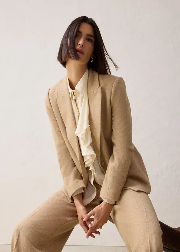 Fiskbensmönstrad yllekavaj, bonprix