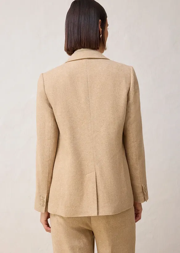 Fiskbensmönstrad yllekavaj, bonprix