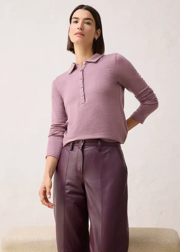 Pikétröja med en andel ull, bonprix