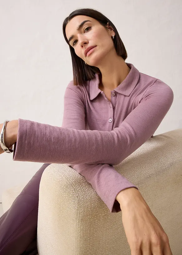 Pikétröja med en andel ull, bonprix