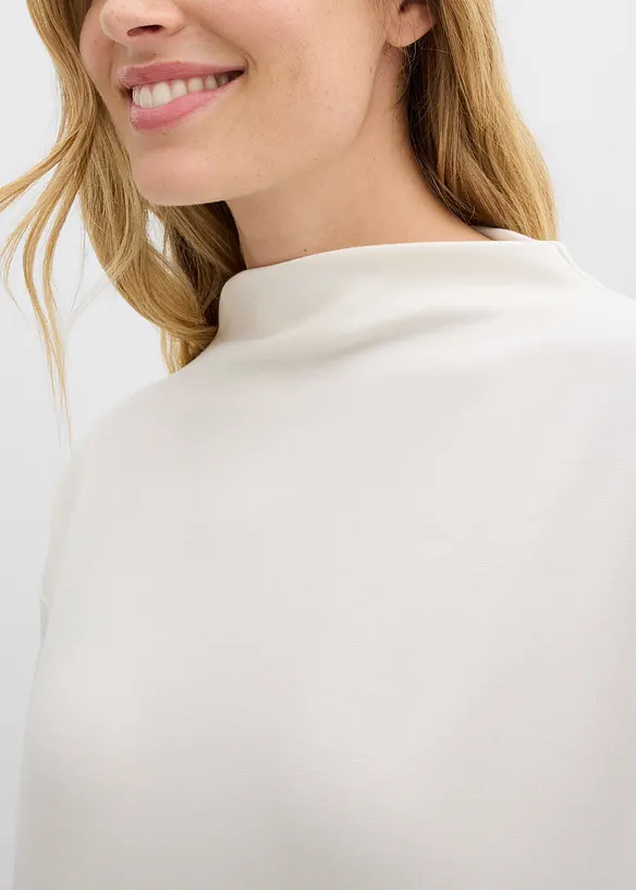 Mellanlång klänning i materialmix, bonprix