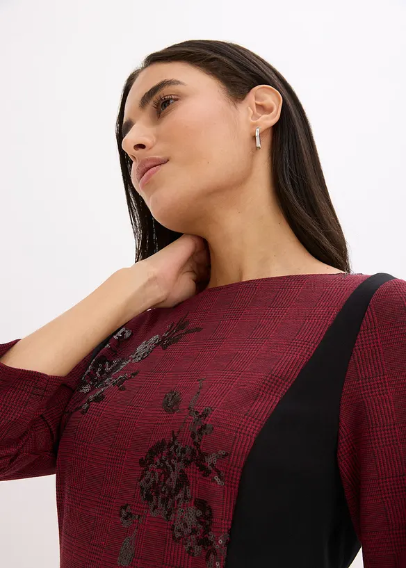 Fodralklänning med paljettbroderi, bonprix