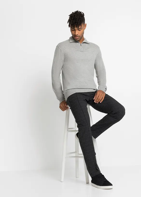 Byxa med yllelook och resårlinning, Regular Fit, bonprix