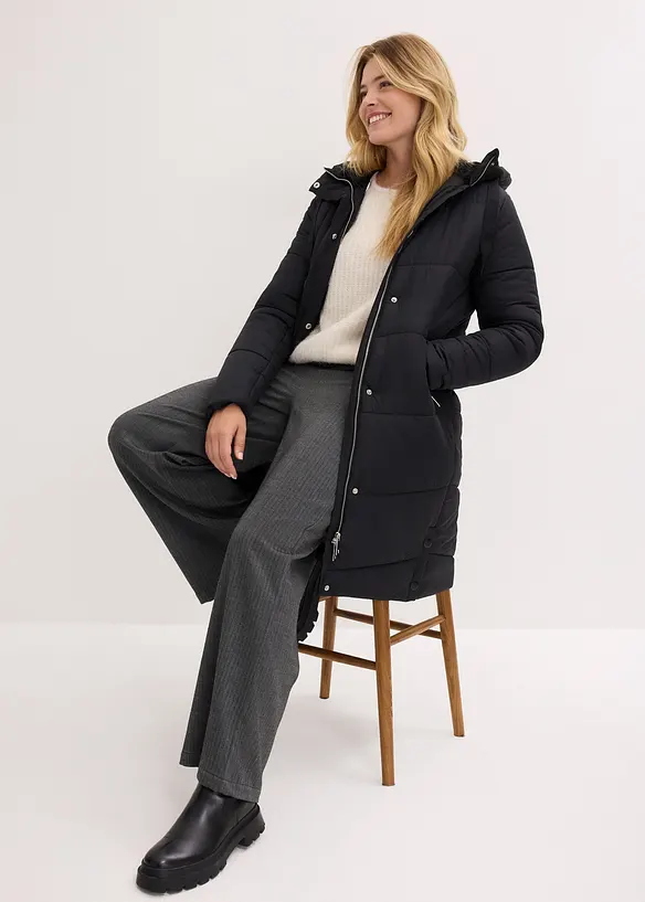 Täckkappa med teddyfodrad huva, bonprix