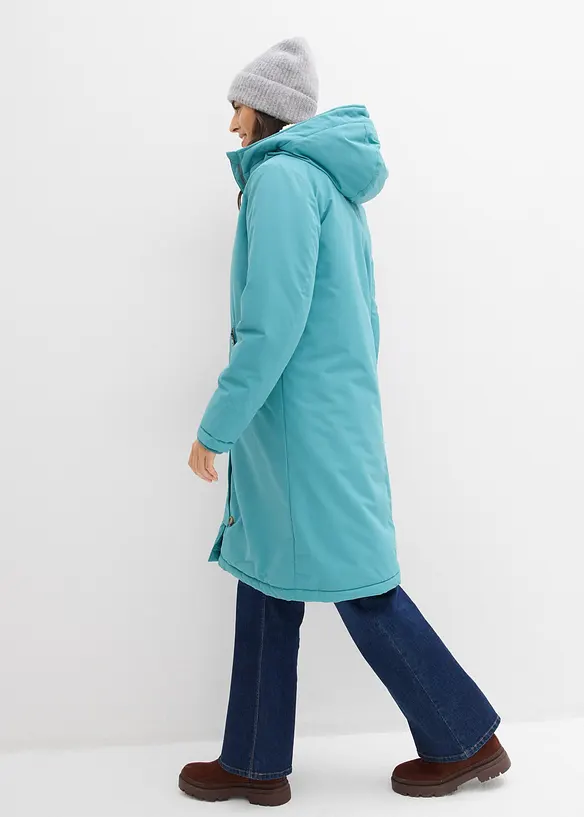 Vinterkappa med teddypäls i huvan, bonprix