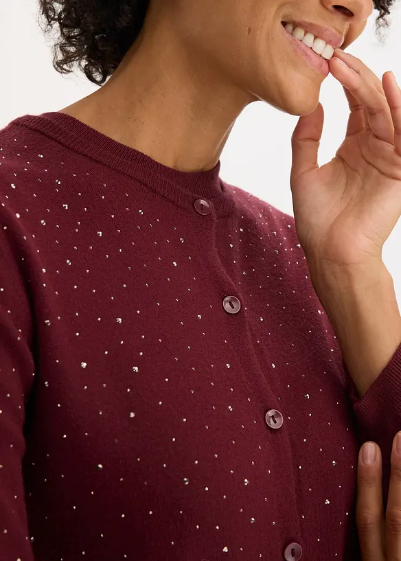 Cardigan med glitterstenar, bonprix