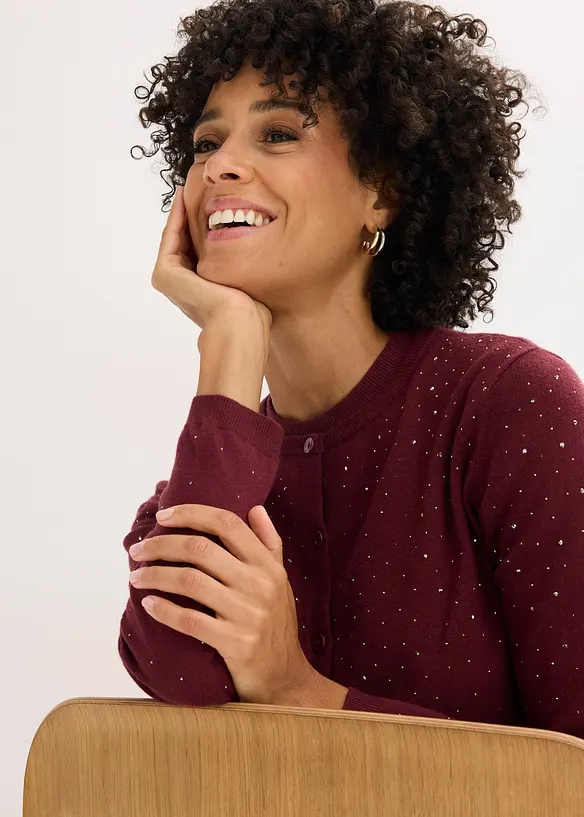 Cardigan med glitterstenar, bonprix