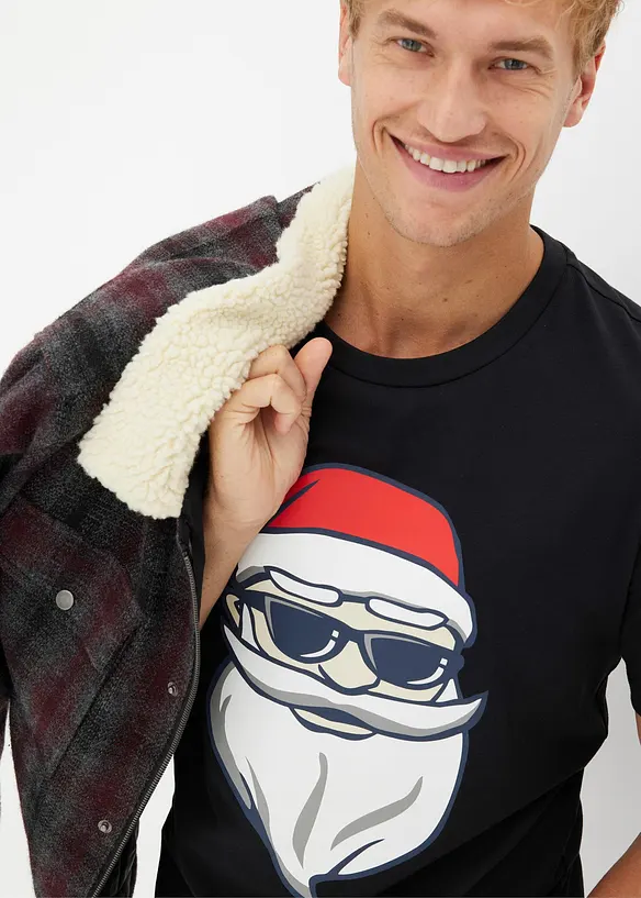 T-shirt med jultryck, ekologisk bomull, bonprix