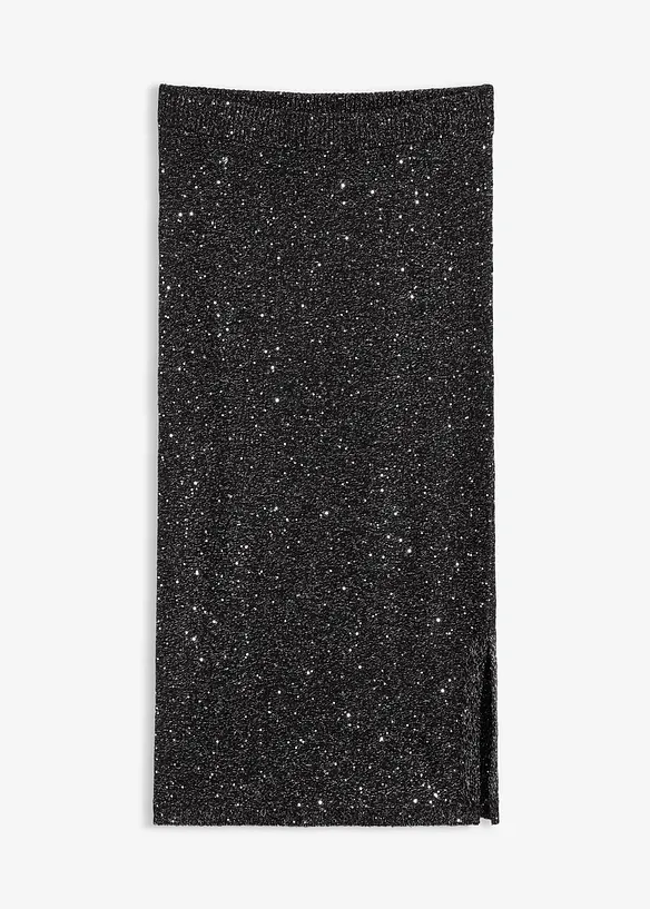 Stickad kjol med paljetter, bonprix