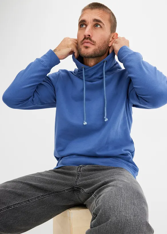 Sweatshirt i ekologisk bomull med sjalkrage, bonprix