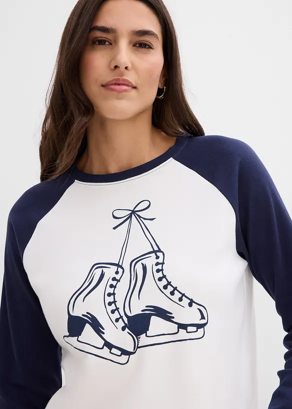 Topp med raglanärmar i ekologisk bomull, bonprix