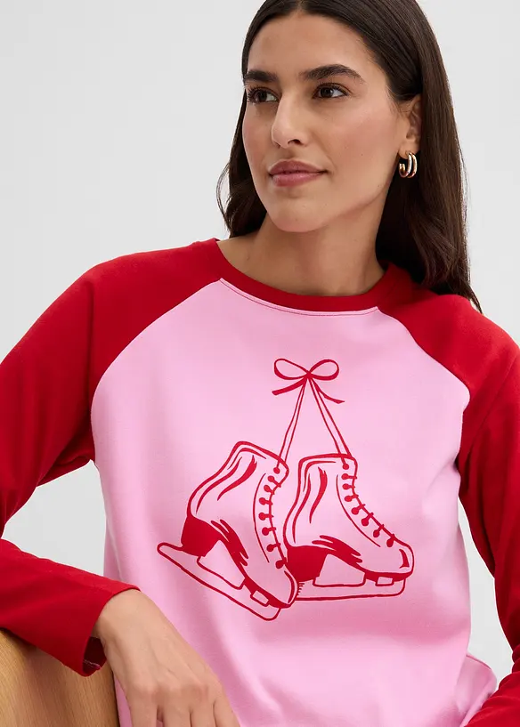 Topp med raglanärmar i ekologisk bomull, bonprix