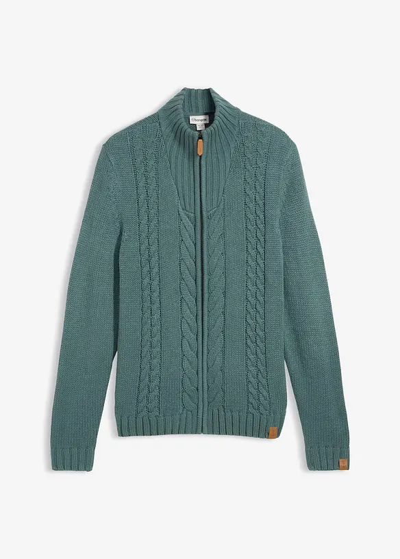 Grovstickad cardigan med flätmönster, bonprix
