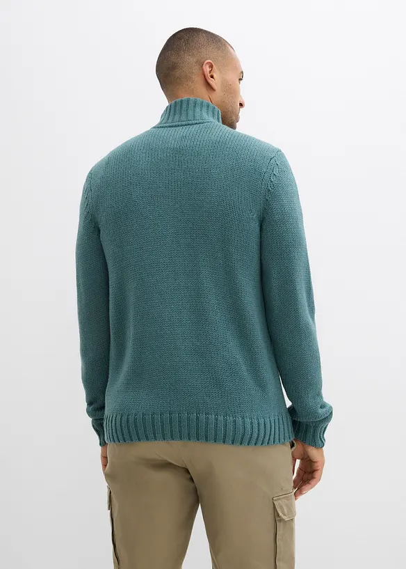 Grovstickad cardigan med flätmönster, bonprix