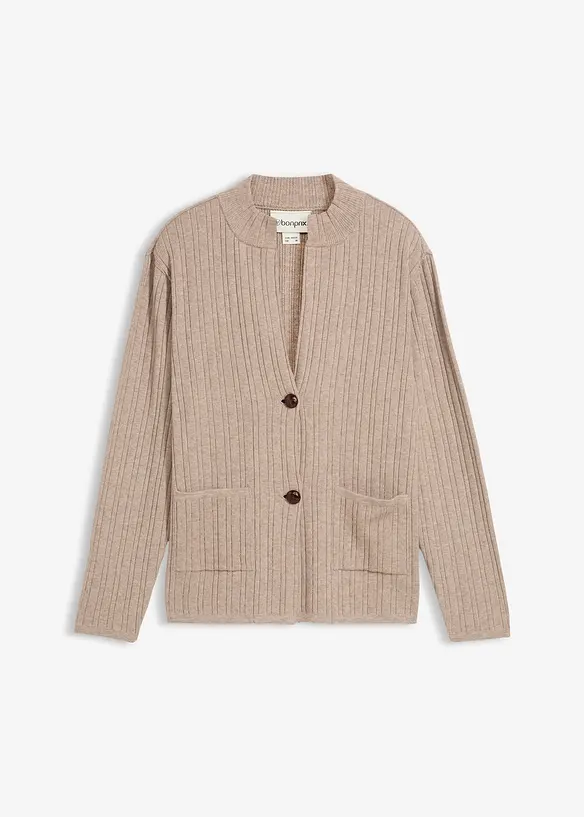 Ribbstickad cardigan, bonprix