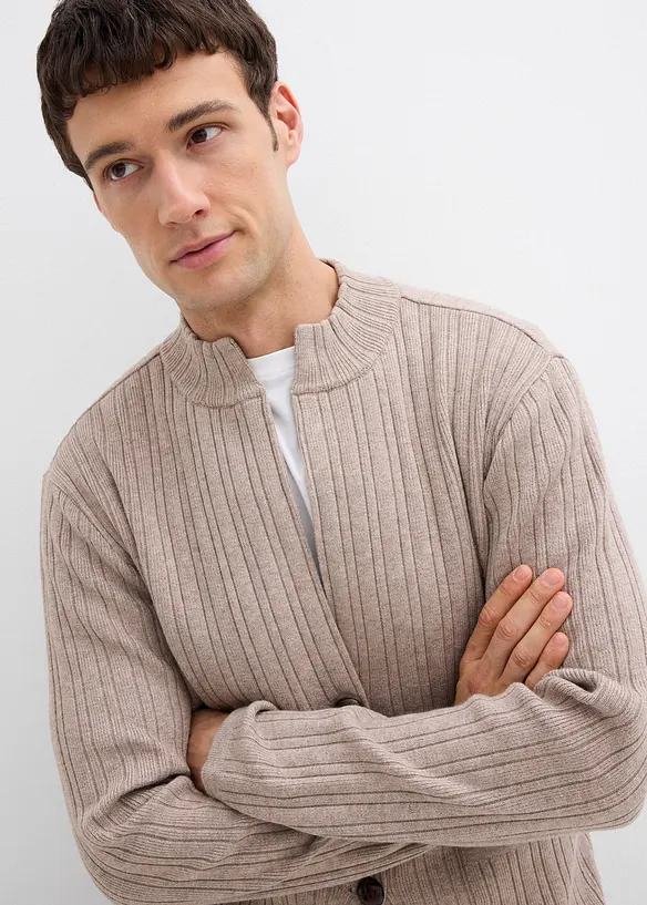 Ribbstickad cardigan, bonprix